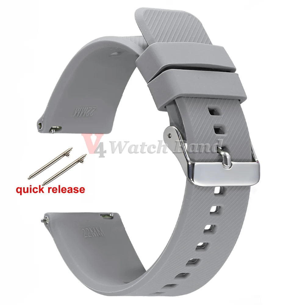 18mm 19mm 20mm 21mm 22mm Watch Band for Samsung Galaxy3 4 5 Quick Release Silicone Strap for Huawei GT2/GT3 Smart Watch Bracelet