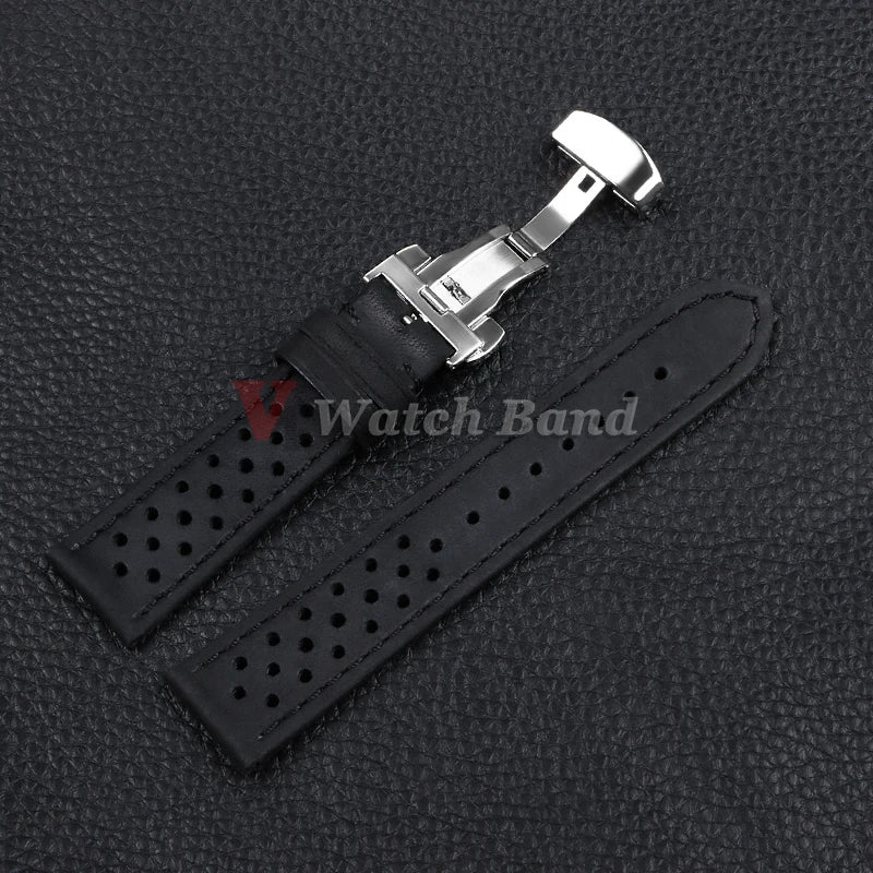 Genuine Cowhide Leather Strap for Samsung Galaxy Watch 6 5 4 Breathable Retro Wristband for Seiko Bracelet for Omega 18/20/22mm