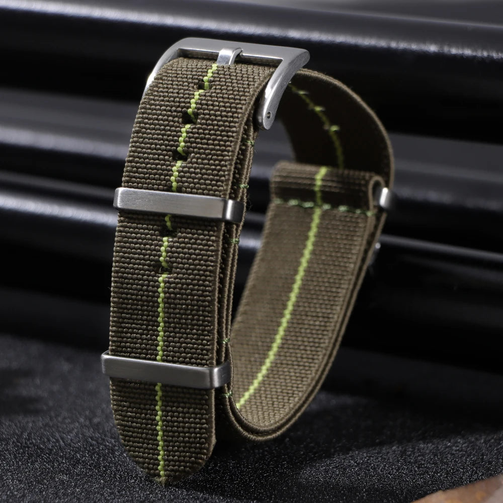 18mm 20mm 22mm Elastic Nylon Watch Strap for Seiko Army Sport Bracelet Replacement Brown Green Band Military Casual Watchband