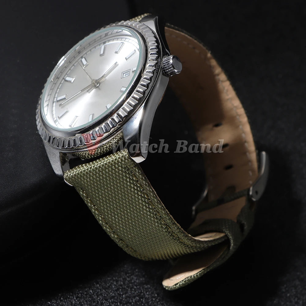 Nylon Cowhide Watch Band 20mm 22mm for Seiko Army Military Woven Strap Quick Release Wristband for Samsung Men Sport Watch Bands