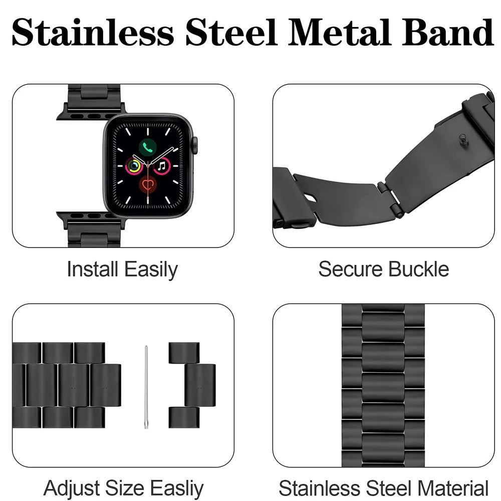 For Apple Watch 10 46mm Strap Stainless Steel Wristband Accessories Correa For Iwatch 10 9 8 Ultra 49mm 42/44/38mm Metal Band