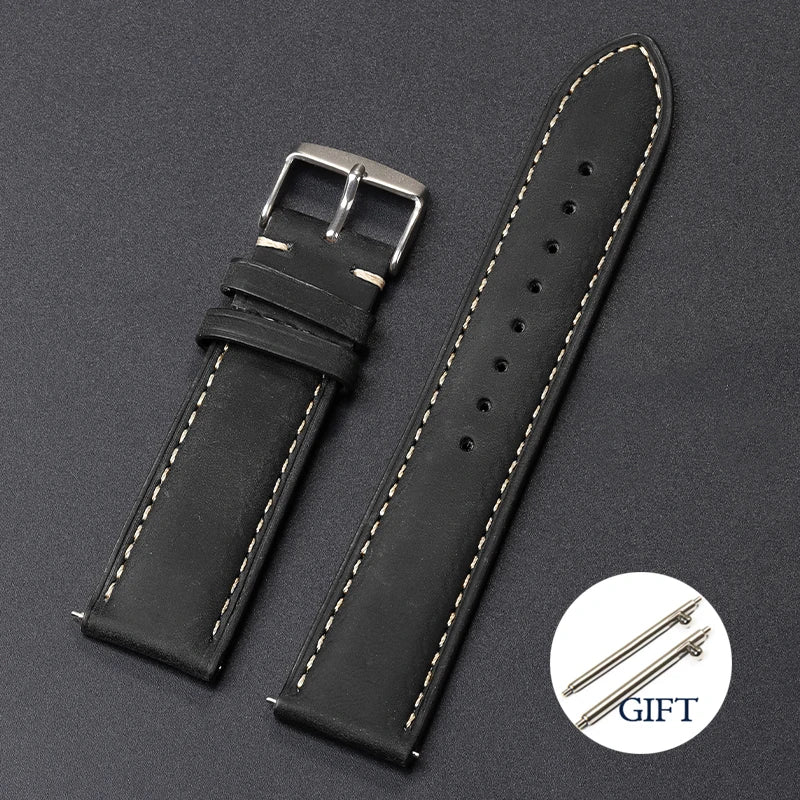 Vintage Matte Strap for Seiko Genuine Leather Watchband 18mm 20mm 22mm for Omega Women Men Sport Wristband Blue Brown Bracelet