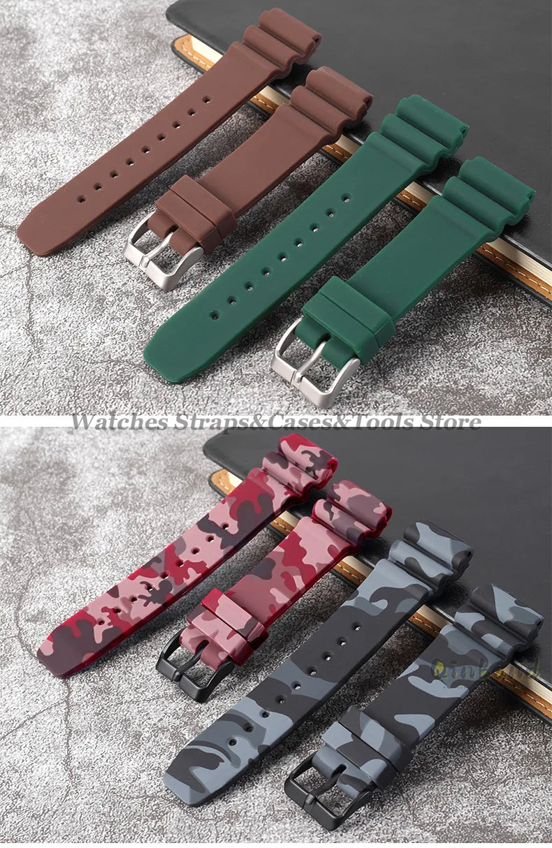 Soft Silicone Watch Band 22mm for Seiko for Rolex Waterproof Camouflage Rubber Watch Strap Bracelet Sport Watch Replacement Belt