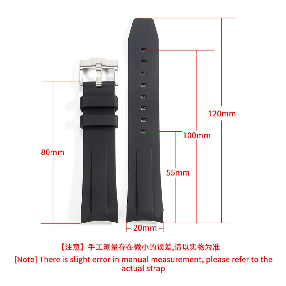 Curved End Watch Band for MoonSwatch Silicone Straps for Citizen 20mm 22mm Arc Rubber Sport Bracelet for Rolex Curved Straps