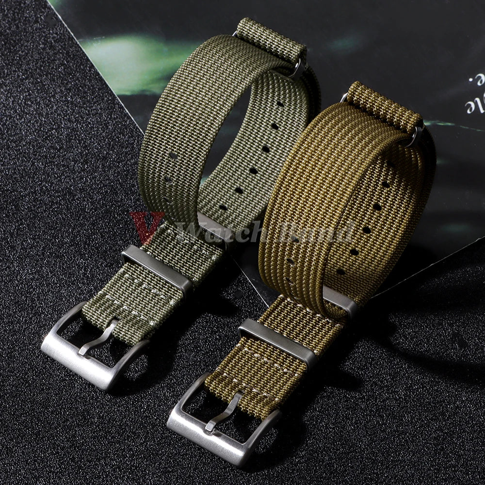 Ribbed Nylon Watch Band  for Seiko 18mm 20mm 22mm Comfortable Watch Straps Loop Military Washable Blet for Rolex Men Watchbands