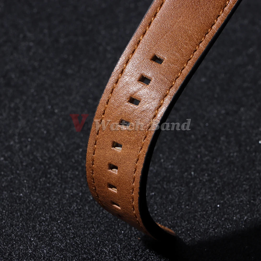 20mm 22mm Leather Strap for Samsung Galaxy Watch 6 5 4 40mm 44mm Gear Band Vintage Bracelet for Xiaomi Redmi Watch 3 Lite/Active