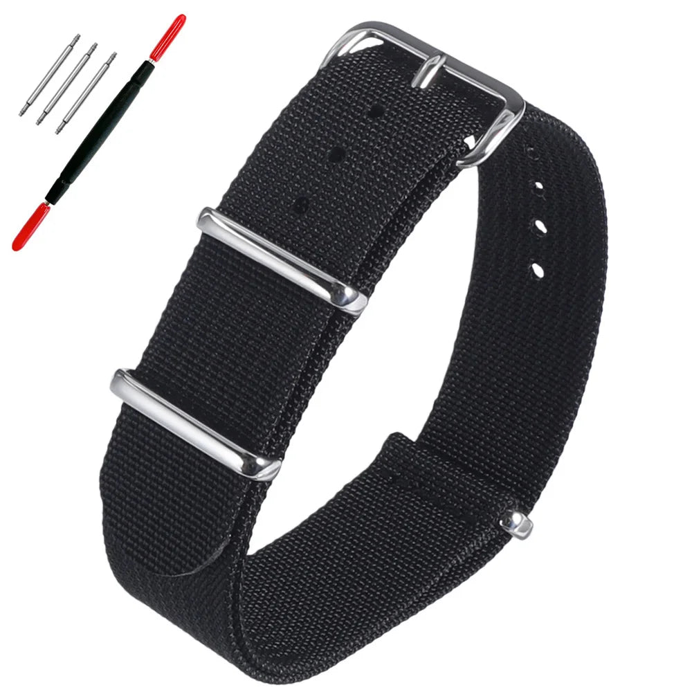 16mm 18mm 19mm 20mm 22mm 24mm Nylon Ribbed Watch Strap Band Military Casual Watchband Sport Bracelet Replacement Belt For Men