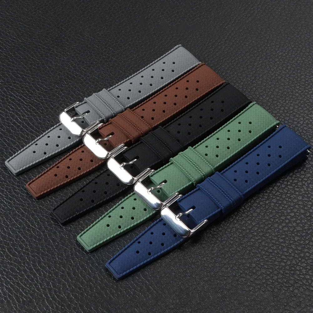 18mm 20mm 22mm Tropic Silicone Watch Strap for Fossil for Seiko Bands for Oris for Omega Replace Rubber Bracelet Quick Release