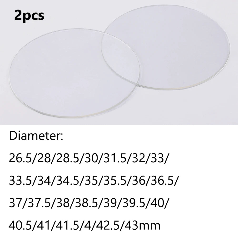 2pcs Watch Glass 28-42mm Diameter Watch Repair Tools Smart Watch Replacement Glass Crystal Lens Round Watch Tempered Film