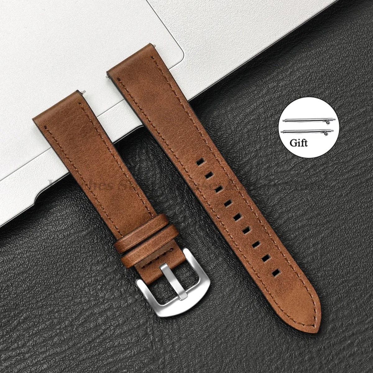 20mm 22mm Leather Strap for Samsung Galaxy Watch 7 6 5 4 40mm 44mm GearS3 Band Vintage Brown Bracelet for Huawei Watch GT5/GT4/3