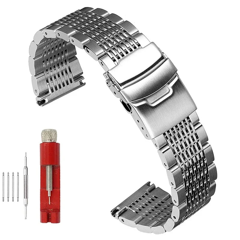 316L Stainless Steel Watch Band for Seiko Mesh Strap Folding Buckle Brushed Bracelet 18/20/22/24mm Watch Accessories