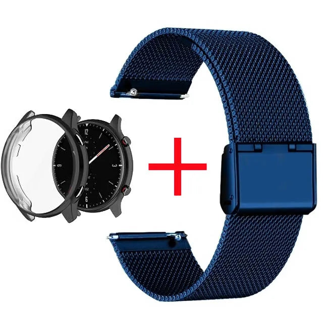2 in 1 Case & Band For Amazfit GTR3 GTR 3 Pro Stainless Steel Strap Clear Protective Cover Bumper Set Smart Watch Accessories