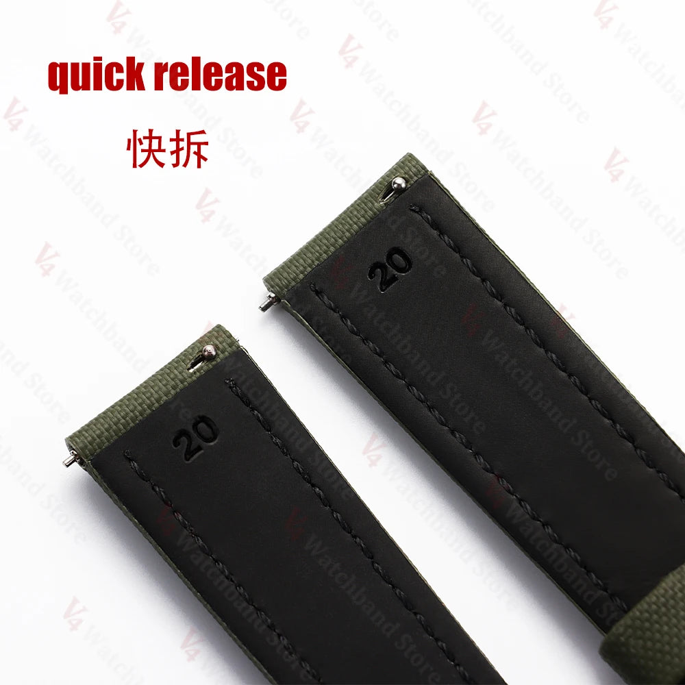 Premium Sailcloth Strap 18mm 19mm 21mm for Omega for Rolex Watch Band Butterfly Buckle Nylon Bracelet 20mm 22mm Quick Release
