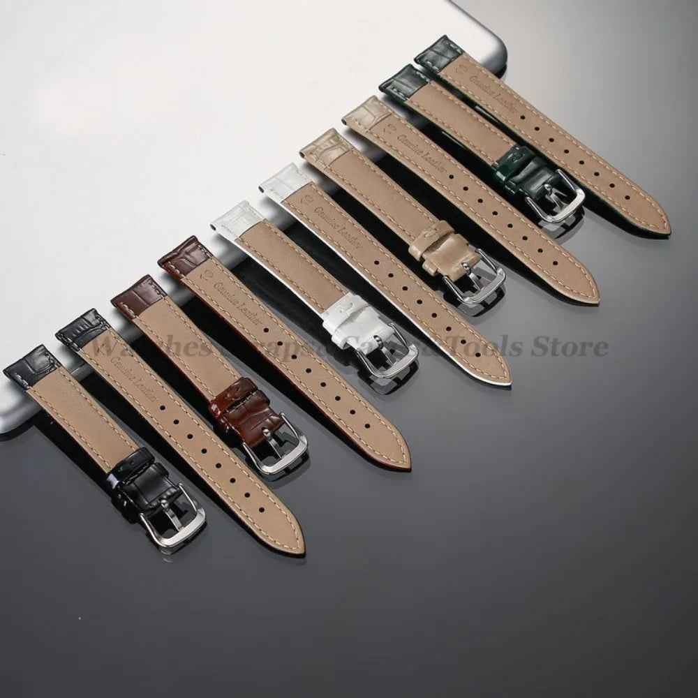 Leather Calfskin Strap Slub Pattern Watch Band 12/14/16/18/19/20/21/22mm for Seiko for Men Women Universal Watchband Accessories