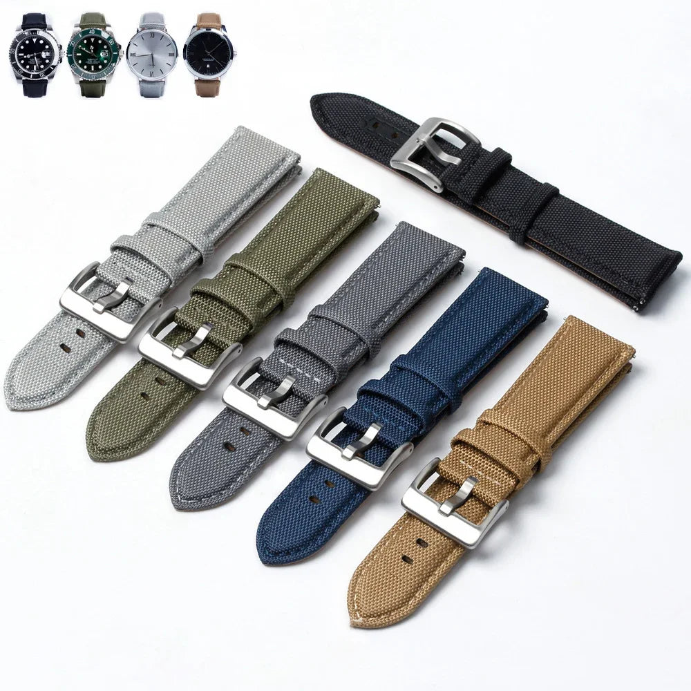 Nylon Leather Watch Strap for Seiko 22mm 20mm for Omega Belt for Casio Quick Release Watchband for Samsung Galaxy Watch 42/46mm