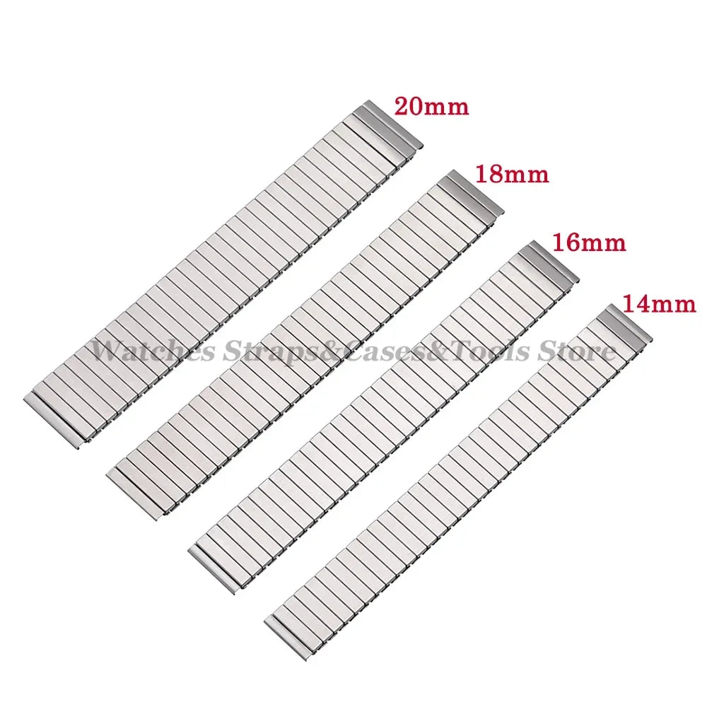 14mm 16mm 18mm 20mm 22mm Stainless Steel Elastic Stretch Strap Watch Band Metal Expansion Strap Wristband Accessories Bracelet