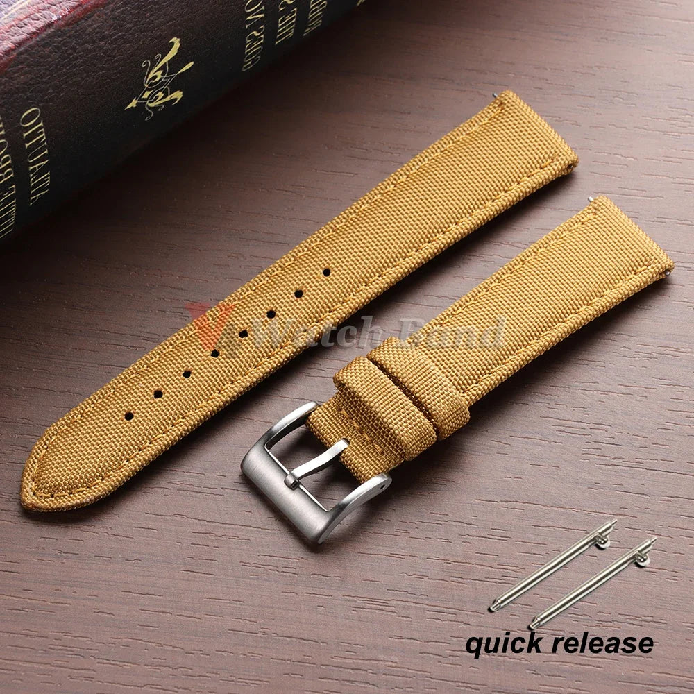 20mm 22mm Sailcloth Watch Strap Nylon Watchband Quick Release Waterproof Nylon Bracelet Two-Sided Canvas Band Sport Belt for Men