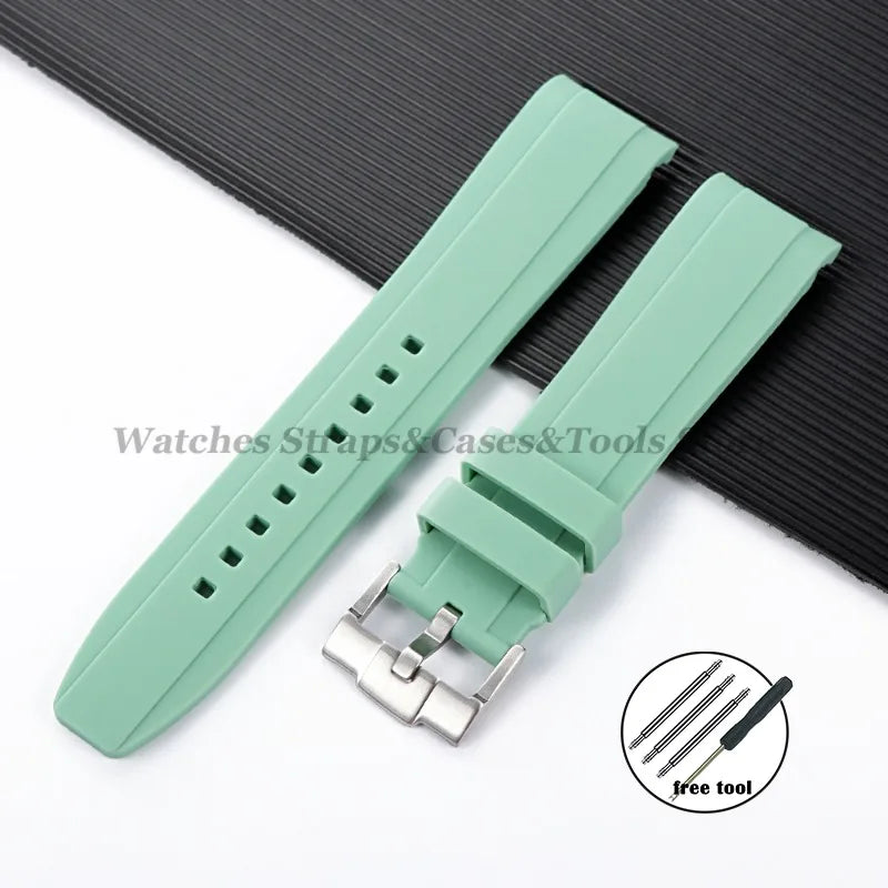 20mm 22mm Rubber Strap High Quality Curved End Silicone Watch Band for Swatch for Omega for Moonswatch for Rolex Waterproof Belt