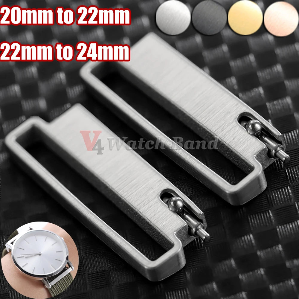 1Pair Watch Connector 20mm to 22mm,22mm to 24mm Quick Release Stainless Steel Milanese Nylon Watch Strap Metal Adapter Accessory