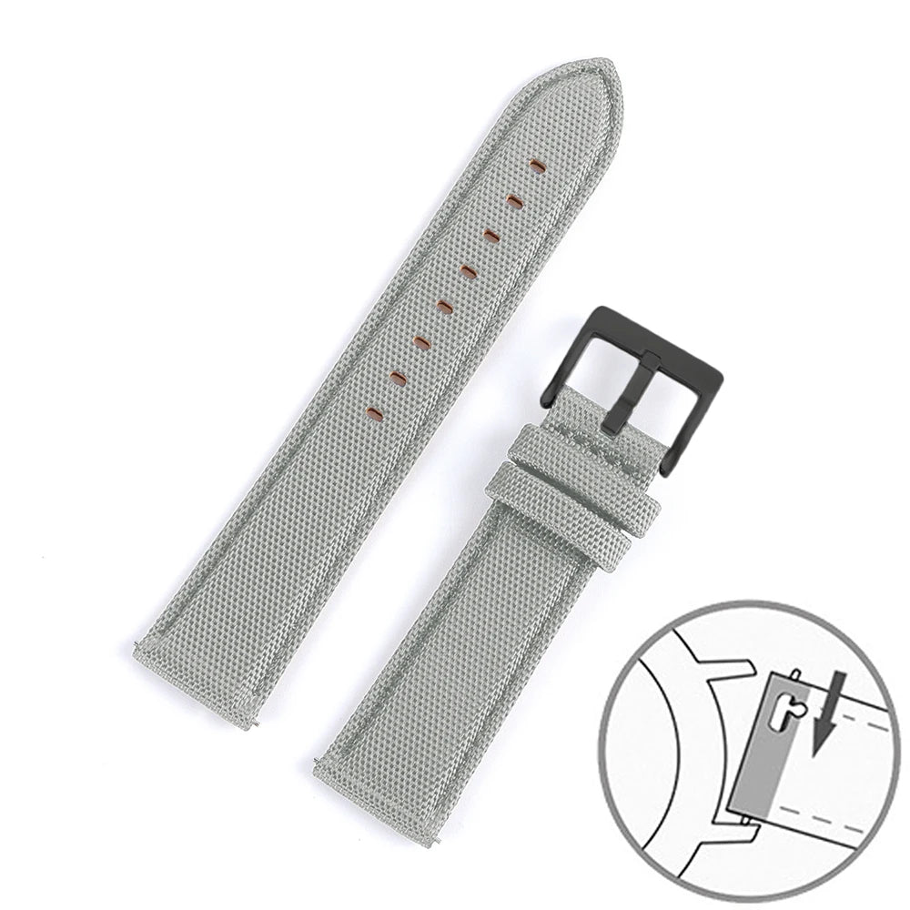Nylon Leather Watch Strap for Huawei for Seiko Belt Quick Release Watchband for Samsung Galaxy Watch 3/4/5pro 45mm 40mm 44mm