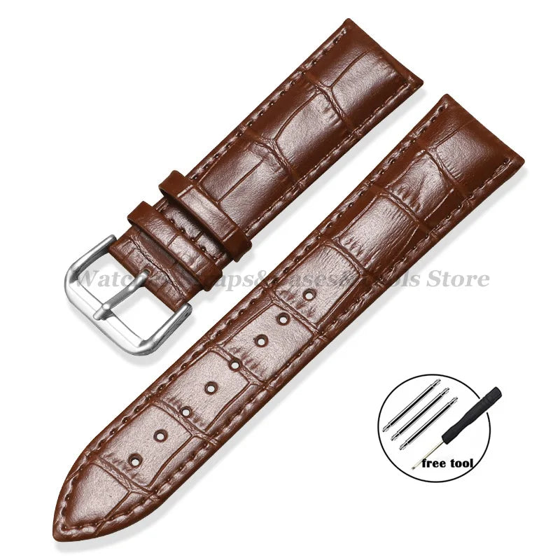 Calfskin Leather Strap Slub Pattern 12/13/14/15/16/17/18/19/20/21/22/23/24mm Universal Watchband for Samsung SmartWatch Bracelet