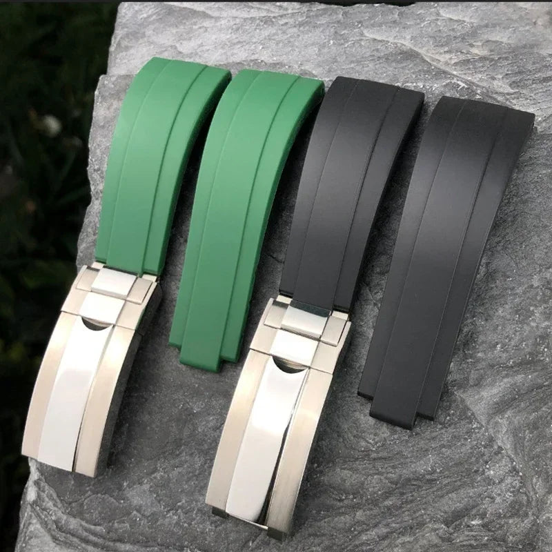 20mm Bracelet for Rolex Submariner DAYTONA GMT DEEPSEA Silicone Strap Diver Sport Waterproof  Rubber Watchband 9×9mm SlideBuckle