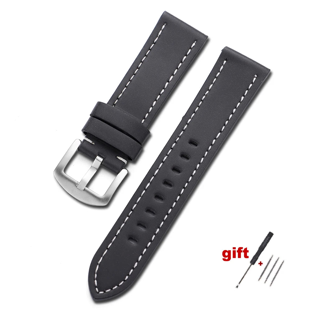 20mm 22mm Watch Band PUleather Strap for Samsung Galaxy Watch 3 Active2 40 44mm Huawei Gt5/4/3/2 Watchband Men Watch Accessories