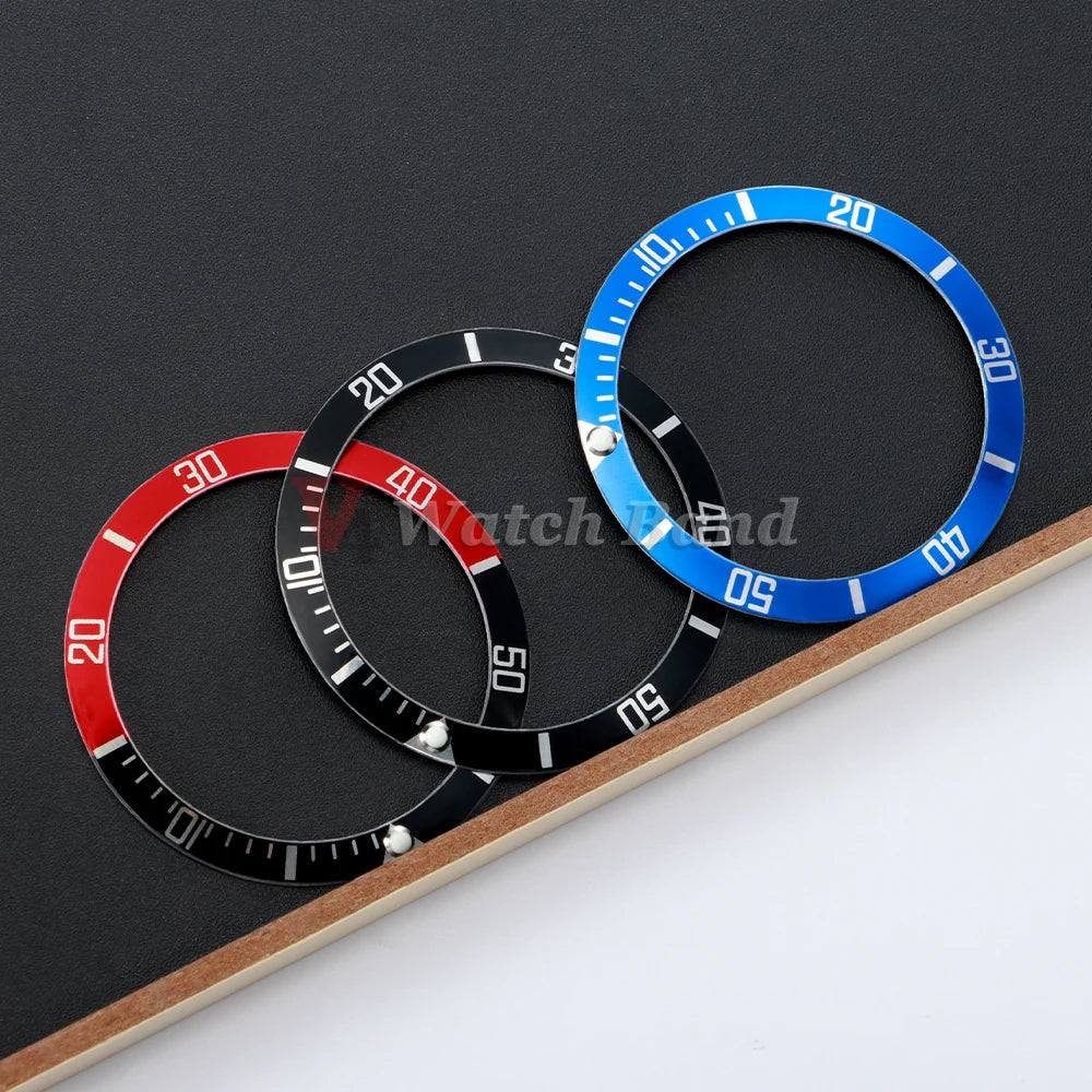 37mm Aluminium Ceramic Watch Bezel Insert Ring for Rolex Watch Case Alloy Insert Ring Slope GMT Diving Watch Part Accessories