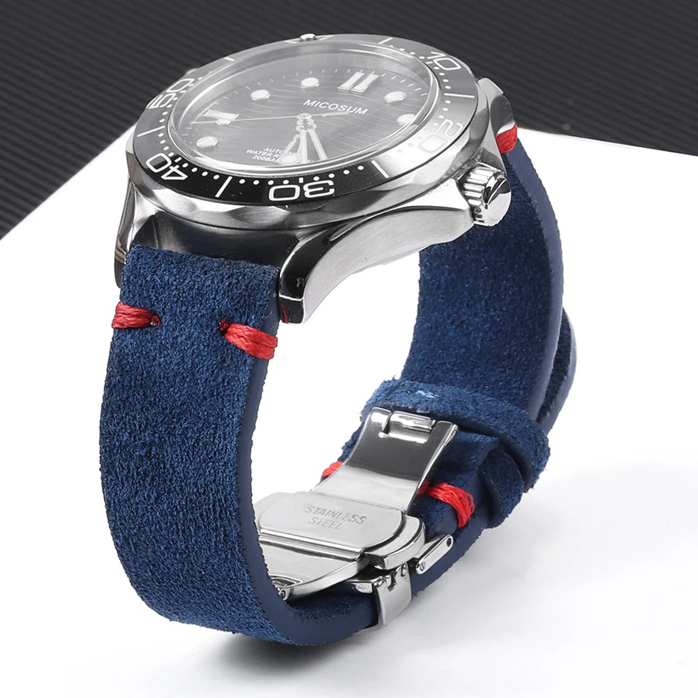 High Quality Suede Leather Strap for Seiko Watchband for Omega 18/20/22mm Band with Butterfly Buckle Wrist Bracelet Accessories