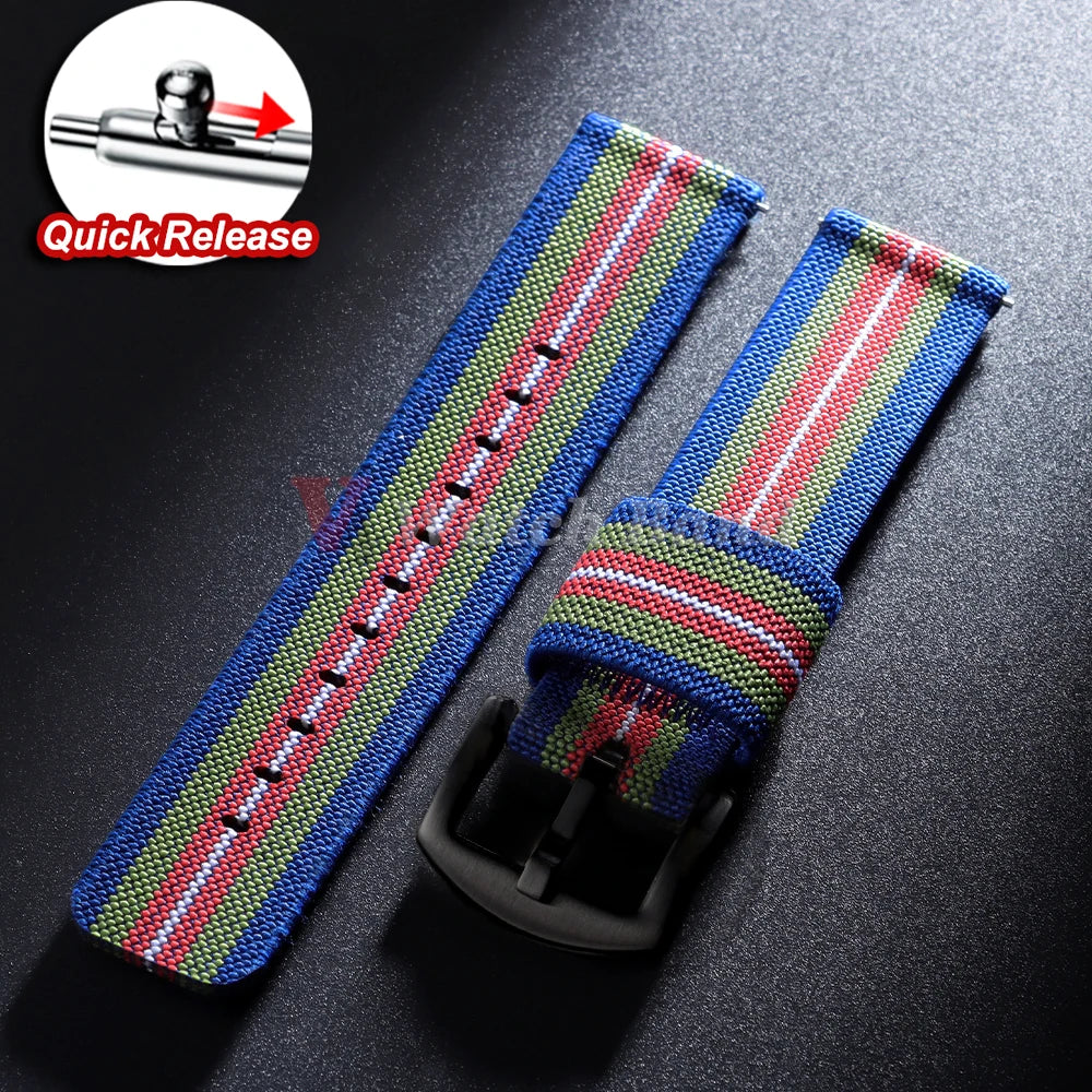 Elastic Strap Nylon Watch Band 20mm 22mm for Omega Army Woven for Seiko Wristband Quick Release Military Men's Sport Watch Band