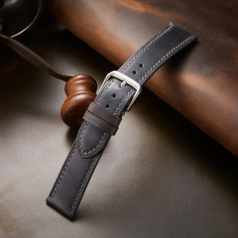 18mm 20mm 21mm 22mm Retro Genuine Leather Strap Oil Wax Discoloration Cowhide Leather Watchband  Business Men Women Watch Straps