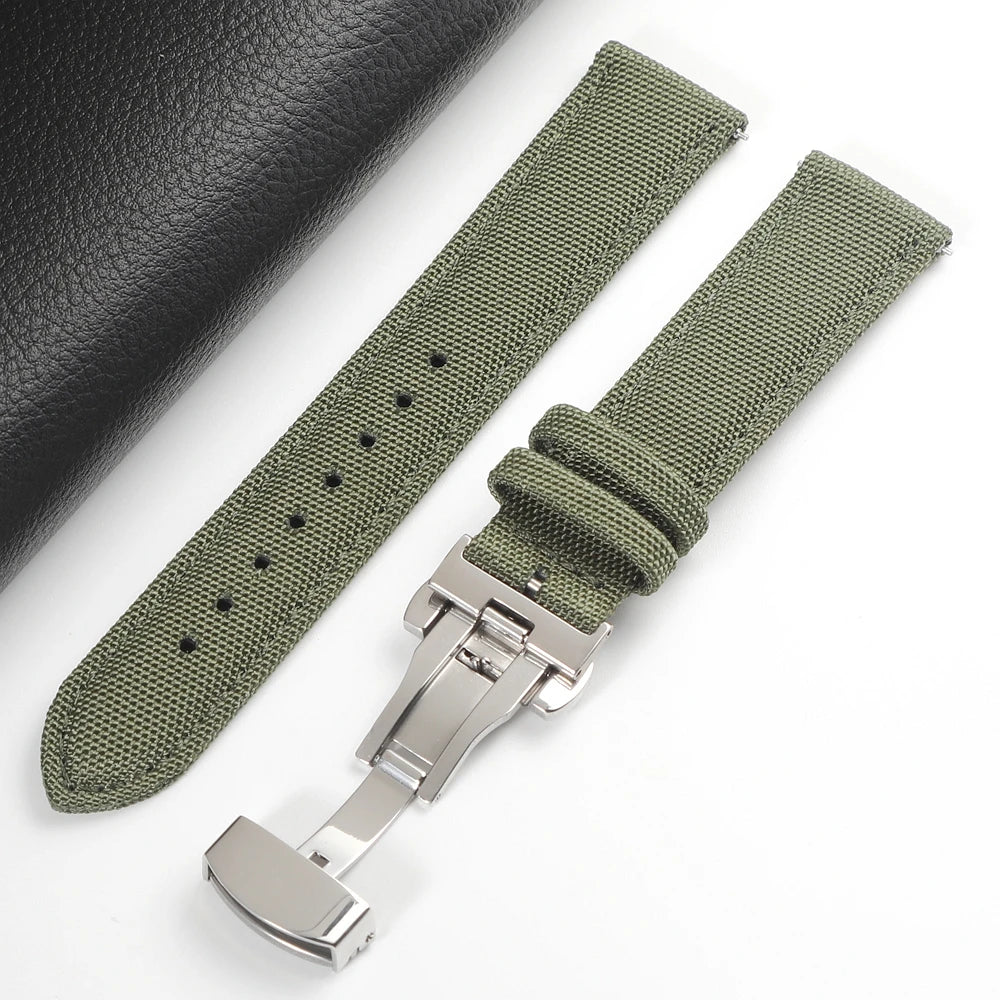 Quick Release Nylon Sailcloth Watch Strap 18mm 19mm 20mm 21mm 22mm 24mm Butterfly Buckle Band For Omega For Seiko Watchband