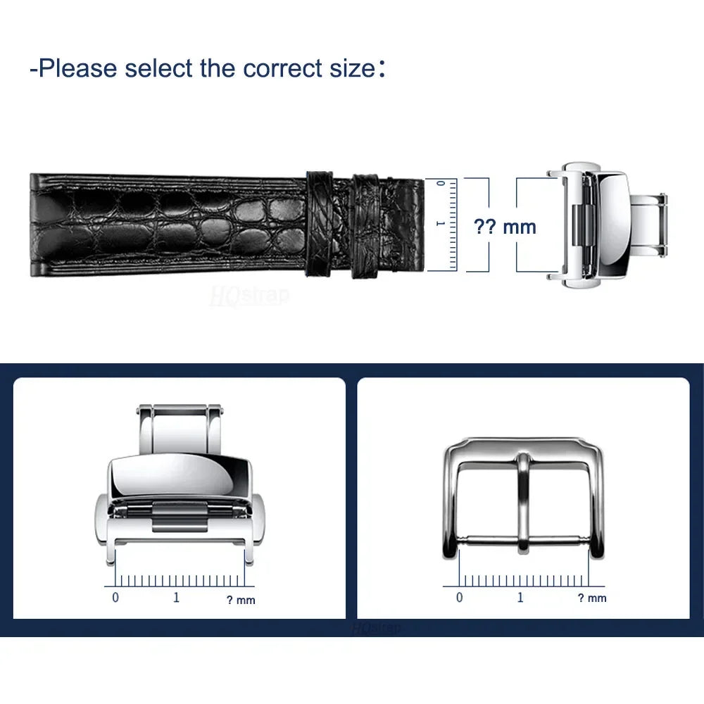 Matte Polished Clasp Watch Band Metal Buckle 16 18 20 22 24mm Silver Black Gold Steel Buckle Strap Solid Square Button for Seiko