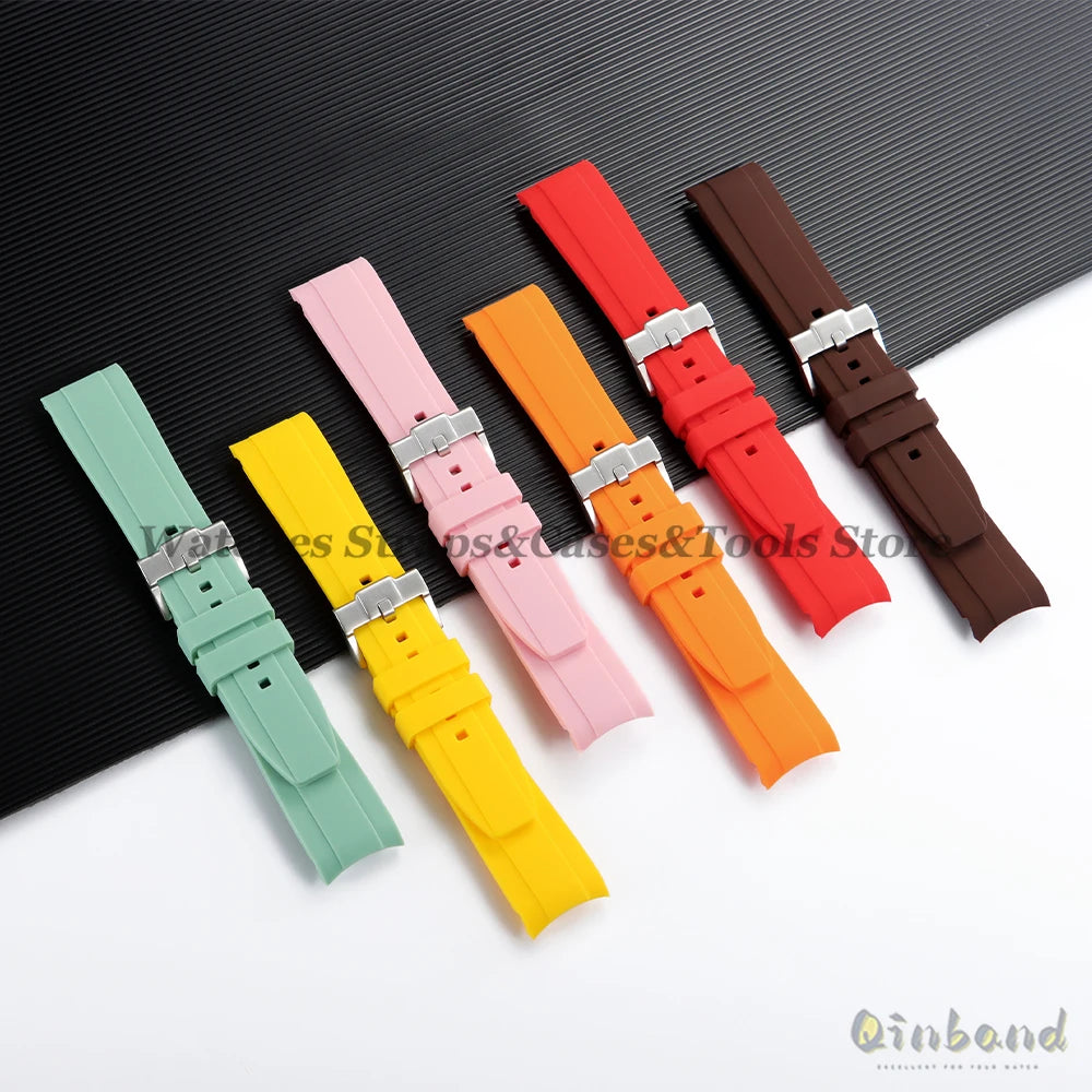 20mm 22mm Rubber Strap High Quality Curved End Silicone Watch Band for Swatch for Omega for Moonswatch for Rolex Waterproof Belt