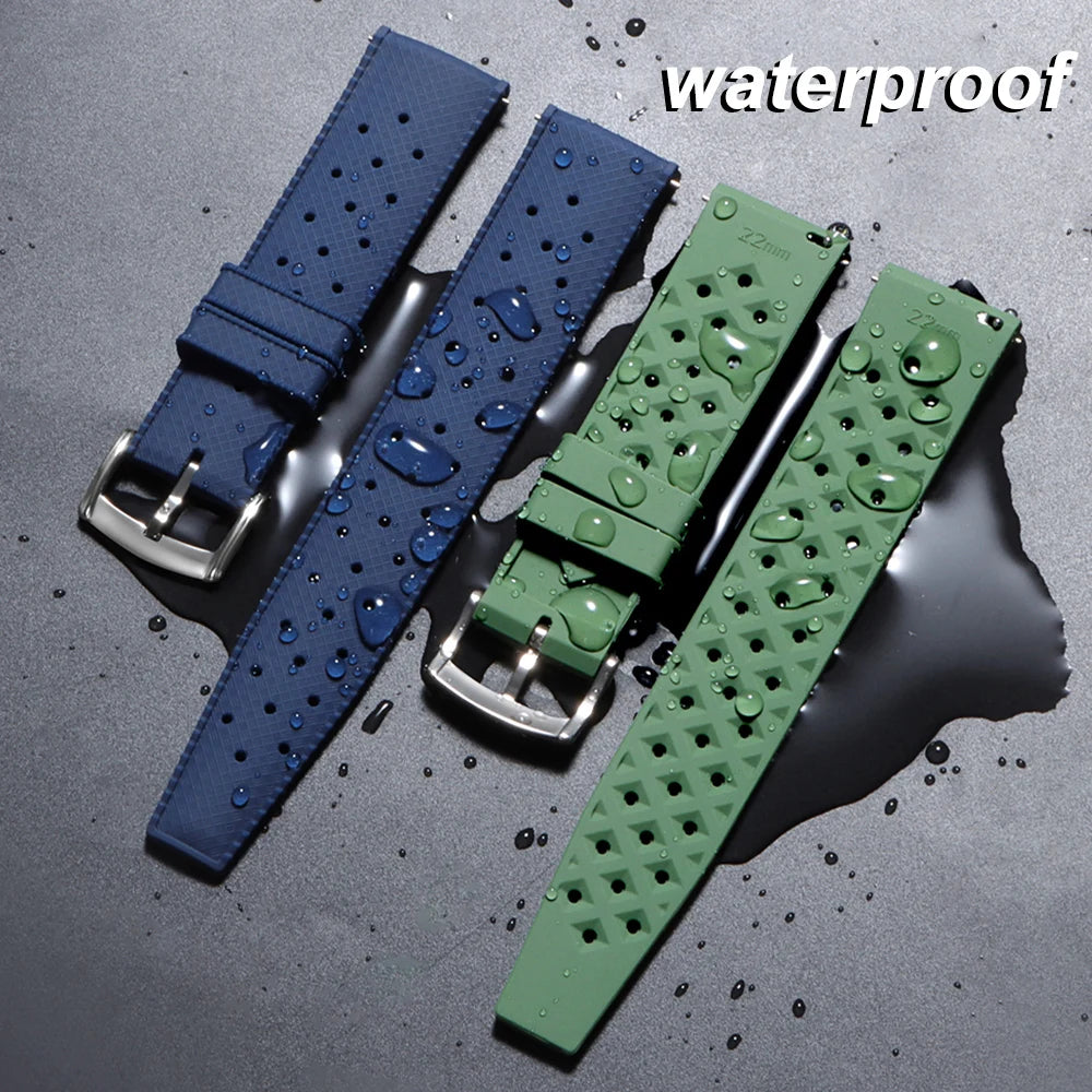 20mm 22mm Tropic Silicone Watch Strap for Seiko for Fossil Wrist Band for Oris Quick Release Rubber Bracelet Replacement