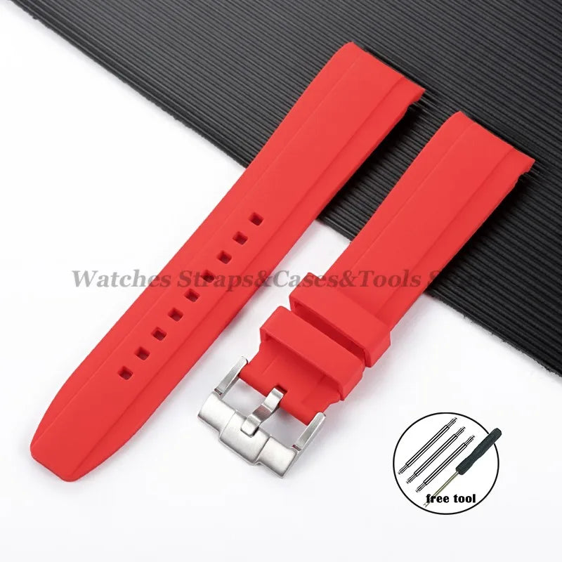 20mm 22mm Rubber Strap High Quality Curved End Silicone Watch Band for Swatch for Omega for Moonswatch for Rolex Waterproof Belt