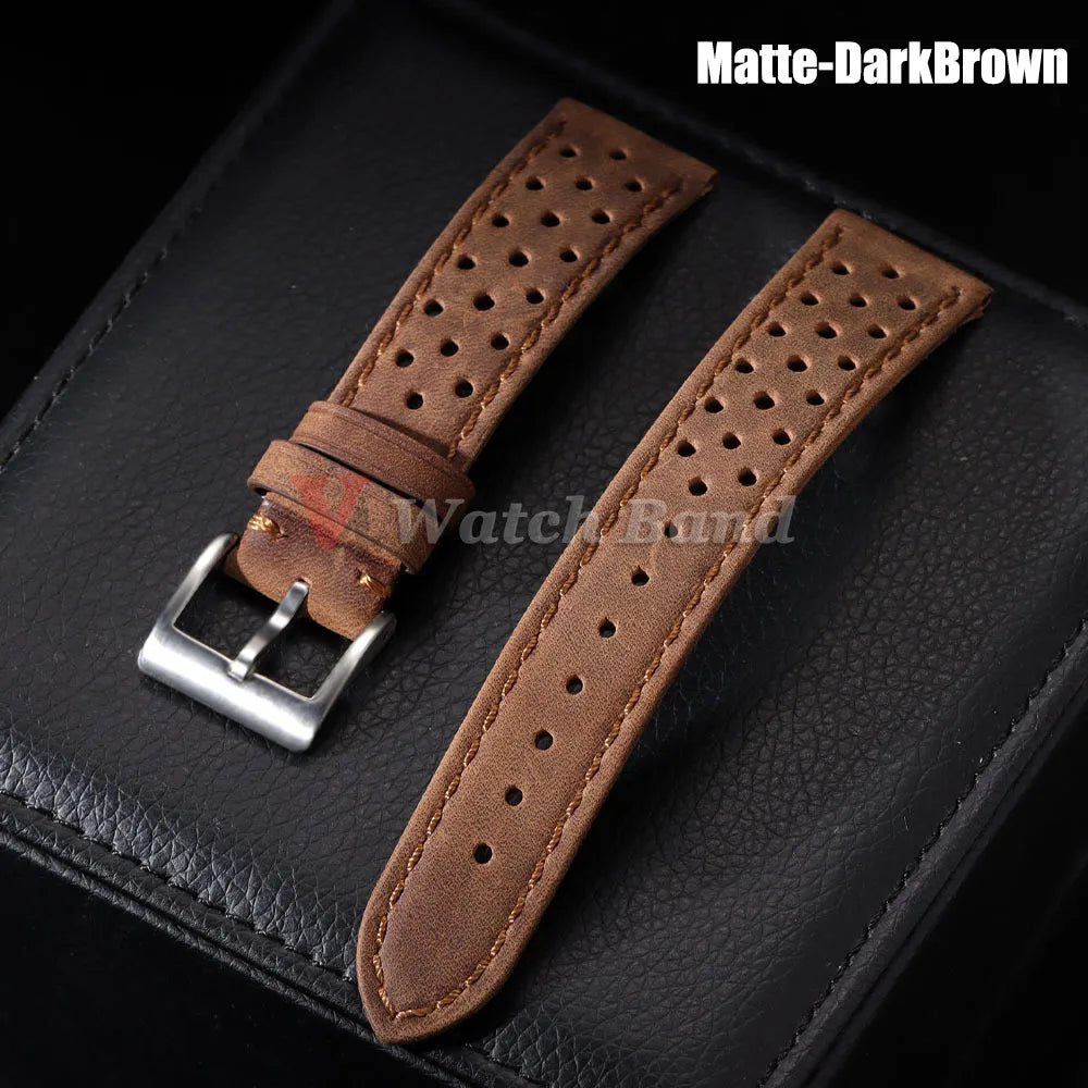 Genuine Cowhide Leather Strap for Samsung Galaxy Watch 6 5 4 Soft Breathable Retro Wristband for Seiko 20mm 22mm 18mm Bracelet