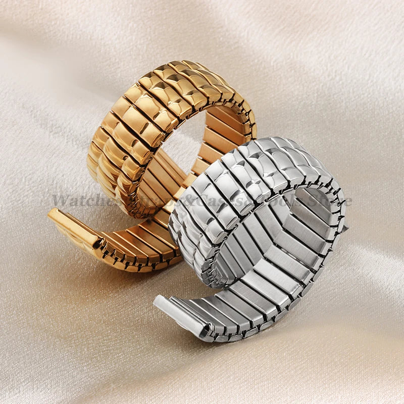 12mm 14mm 16mm 18mm 20mm Stretch Expansion Stainless Steel Watch Band Strap Metal Elastic Belt Accessories Men Women Bracelets