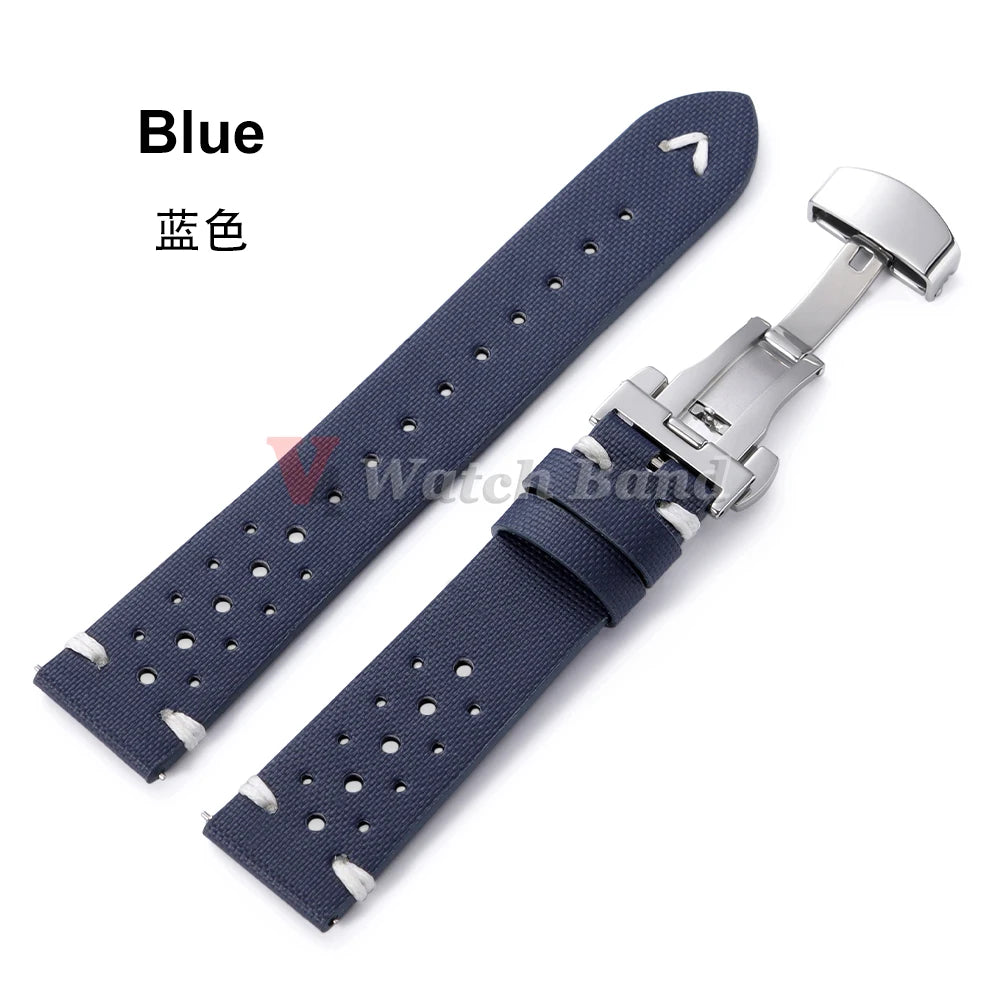 Quick Release Nylon Sailcloth Watch Strap 18mm 20mm 22mm Bracelet with Butterfly Buckle Band for Omega for Seiko Watchband
