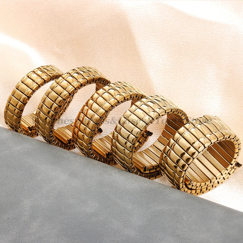 12mm 14mm 16mm 18mm 20mm Stretch Expansion Stainless Steel Watch Band Strap Metal Elastic Belt Accessories Men Women Bracelets