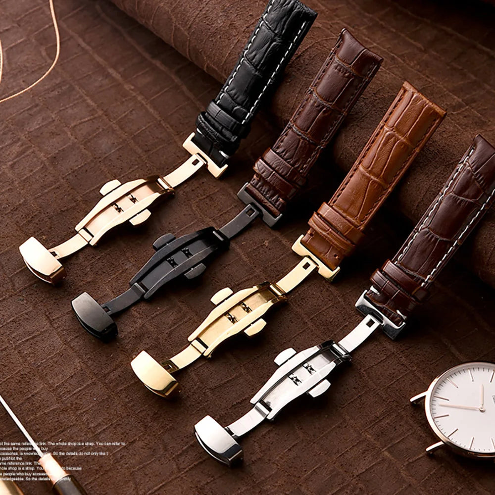 18mm 20mm 22mm 24mm Genuine Leather Watchband Crocodile Pattern Straps Men Women Replacement Universal Bracelet