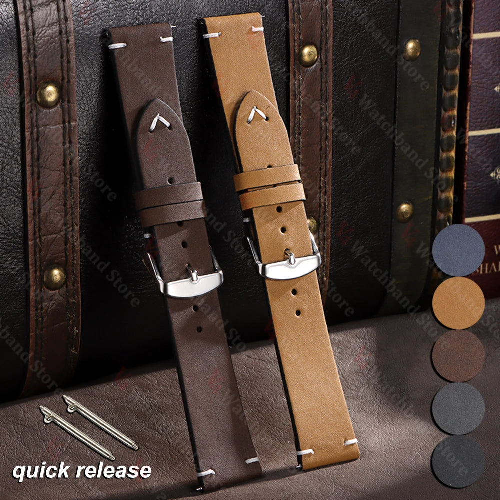 18mm 20mm 22mm Vintage Watchband Handmade Stitching Strap for Omega for Seiko Smartwatch Replacement Wristband Men Accessories