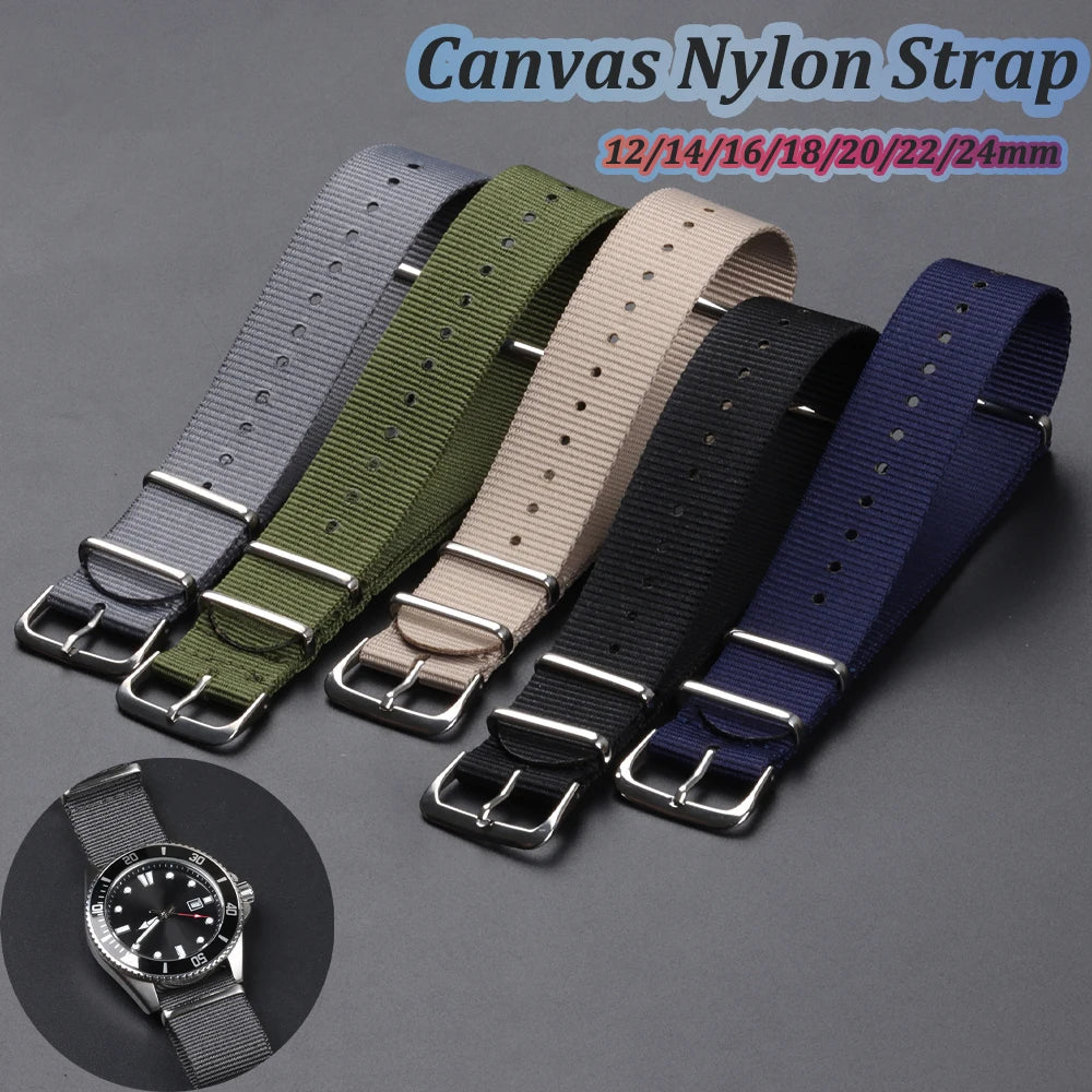 18 20 22mm Strap Nylon Watch Band Military Striped Watchband Replacement Women Men Army Casual Sport Wrist Bracelet