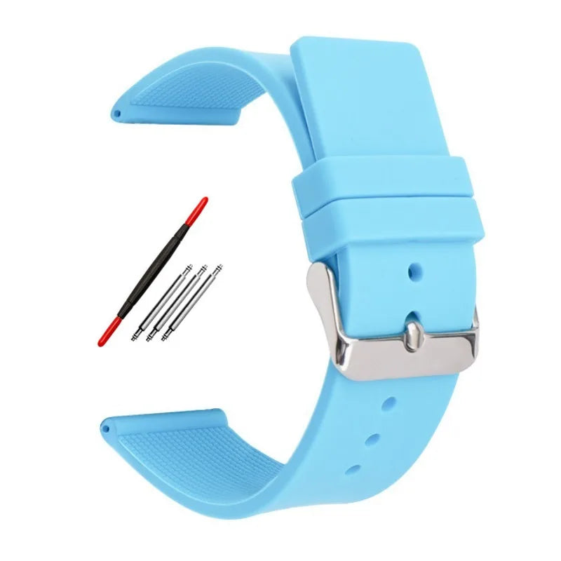 12 14mm 16mm 18mm 20mm 22mm 24mm Silicone Watch Strap Men Women Replace Bracelet Soft Rubber for Seiko for Huawei Watch Gt2/3/4