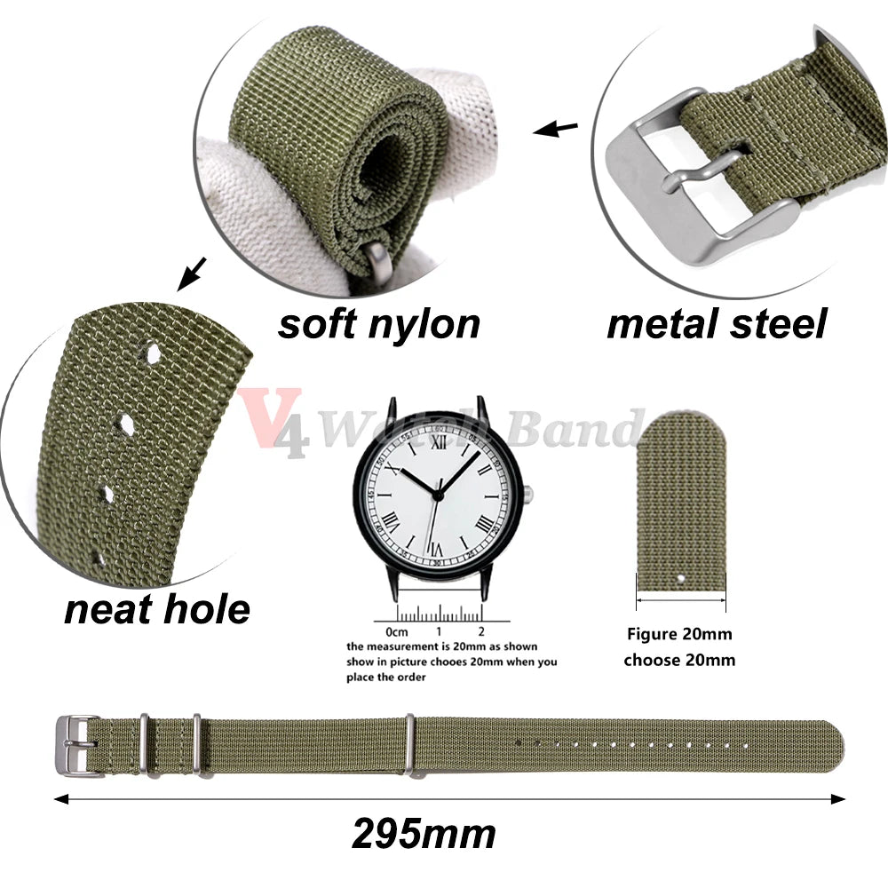 18mm 20mm 22mm Nylon Watch Band Waterproof Watch Strap for Omega Military Casual Watchband for Seiko Army Sport Strap Replace