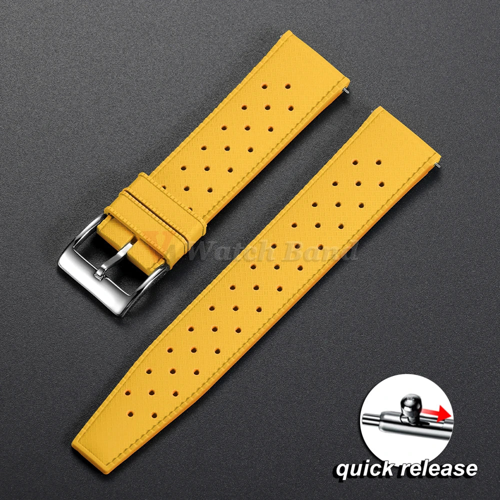 Quick Release Tropical Rubber Watch Strap 18mm 20mm 22mm for Seiko for Omega for Rolex Perfect Fit Flat End Universal Watchbands