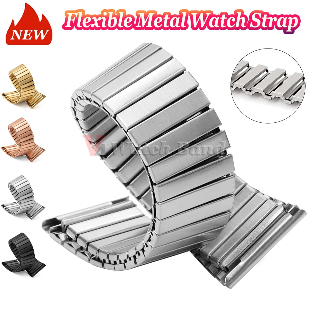 22mm Elastic Bracelet for Samsung Galaxy Flexible Metal Watch Strap Expansion Steel Wrist Band for Huawei Watch