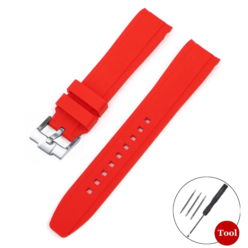 20mm Curved Rubber Watch Strap for Omega for Swatch for Moonswatch Soft Waterproof Sport Wrist Bracelet Women Men Accessories