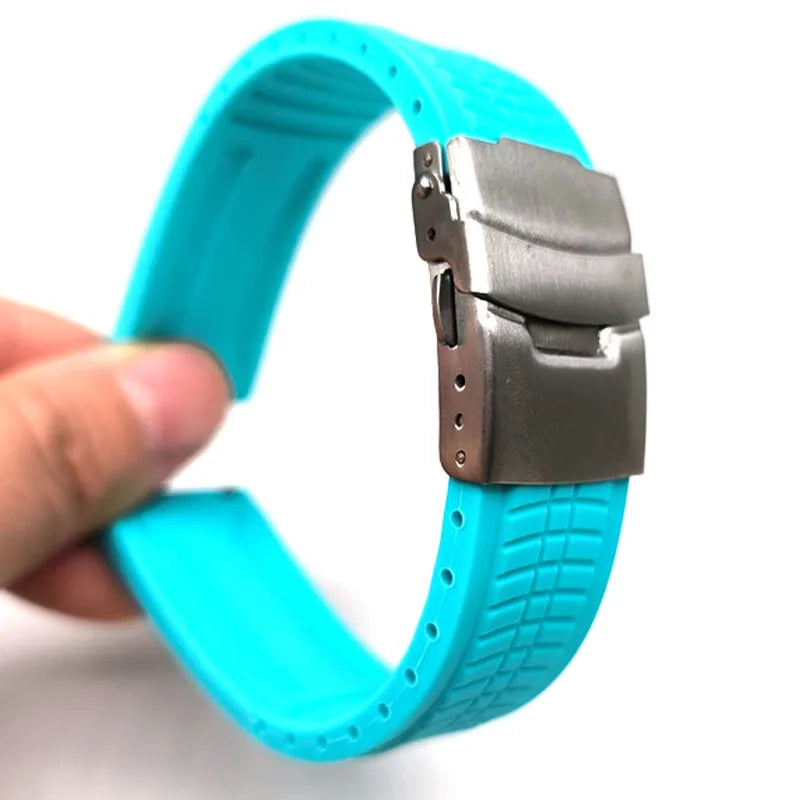 Silicone Watch Band Universal Quick Release Extended Adjust Bracelet 20/22/24mm Sports Watch Strap for Omega Watchband for Rolex