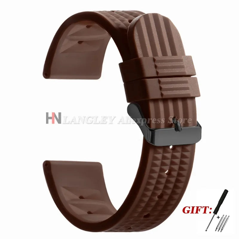 Soft Rubber Waffle Watch Band 20mm 22mm for Seiko for Rolex Water Ghost Sport Silicone Wristband Men's Replacement Strap Premium